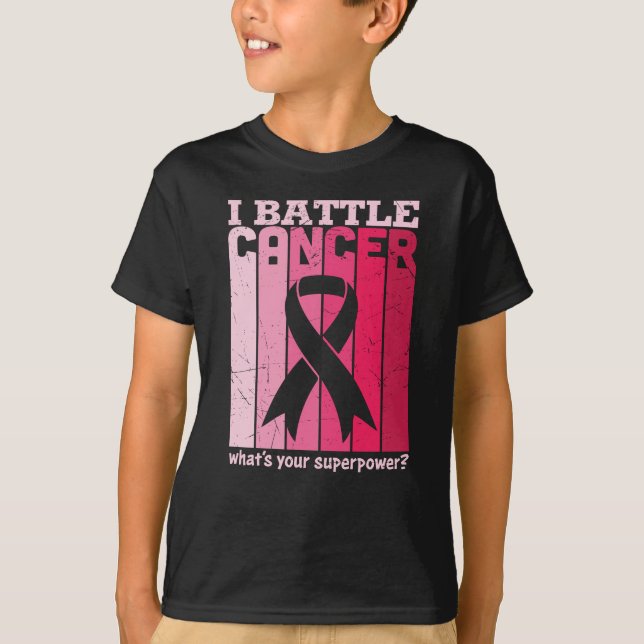 Rosa Ribbon Battle Cancer Survivor Support Warrior T Shirt (Framsida)