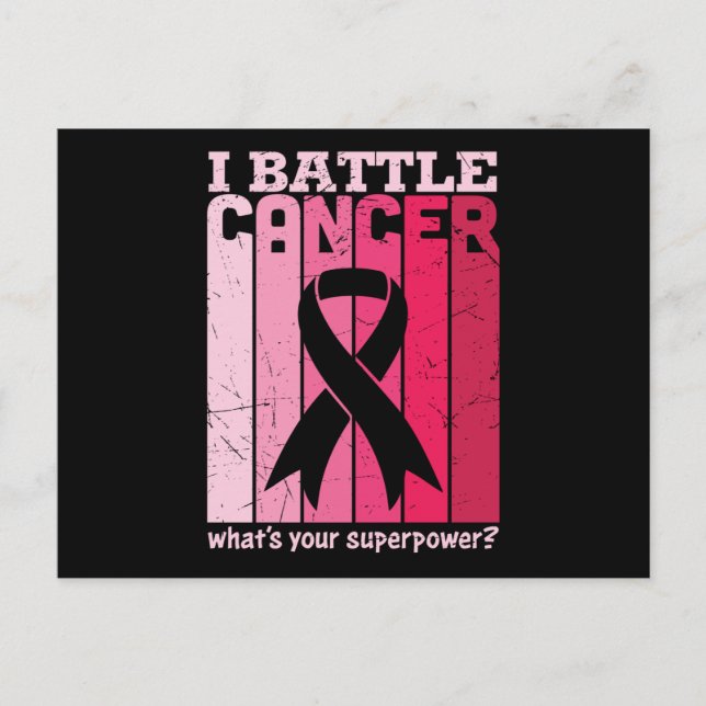 Rosa Ribbon Battle Cancer Survivor Support Warrior Vykort (Framsida)