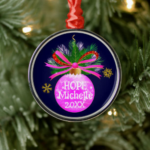Rosa Ribbon Bauble Julgransprydnad Metall