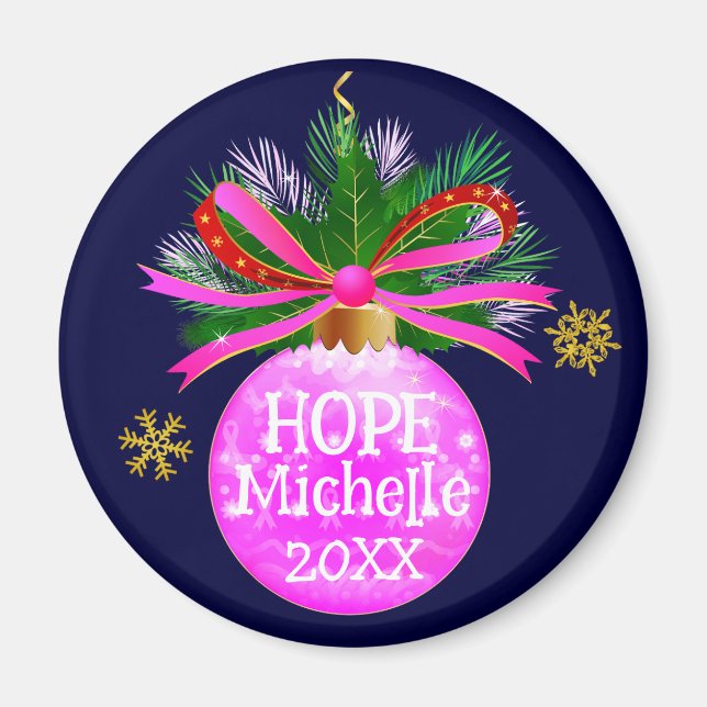 Rosa Ribbon Bauble Magnet (Framsidan)