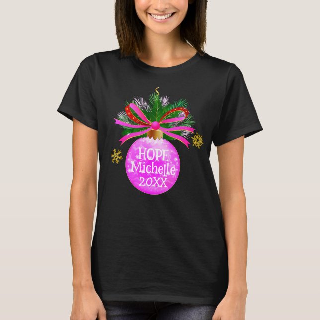 Rosa Ribbon Bauble T Shirt (Framsida)