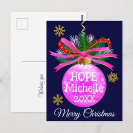 Rosa Ribbon Bauble Vykort