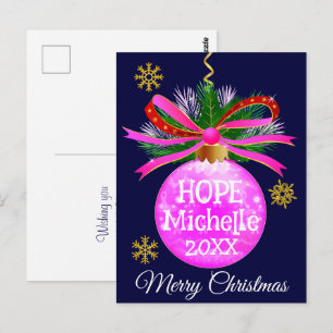 Rosa Ribbon Bauble Vykort