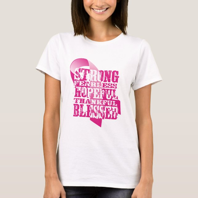 Rosa Ribbon - bekräftelser T Shirt (Framsida)