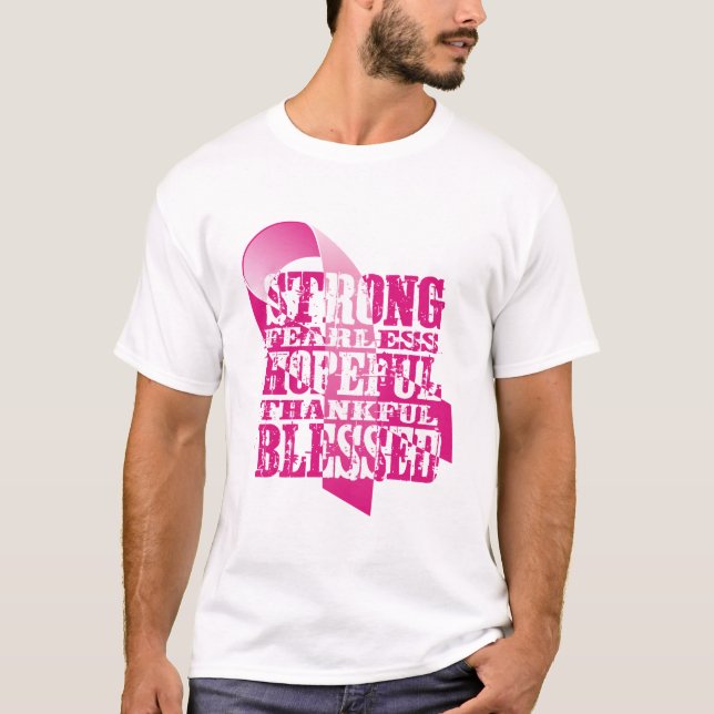 Rosa Ribbon - bekräftelser T Shirt (Framsida)