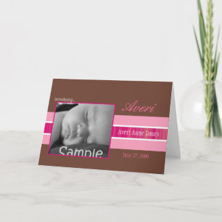 Rosa Ribbon Birth Notice Meddelande