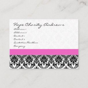 Rosa Ribbon Black and White Damask Blommigt - Visitkort
