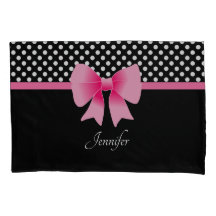 Rosa Ribbon Black & White Polka dots Namn
