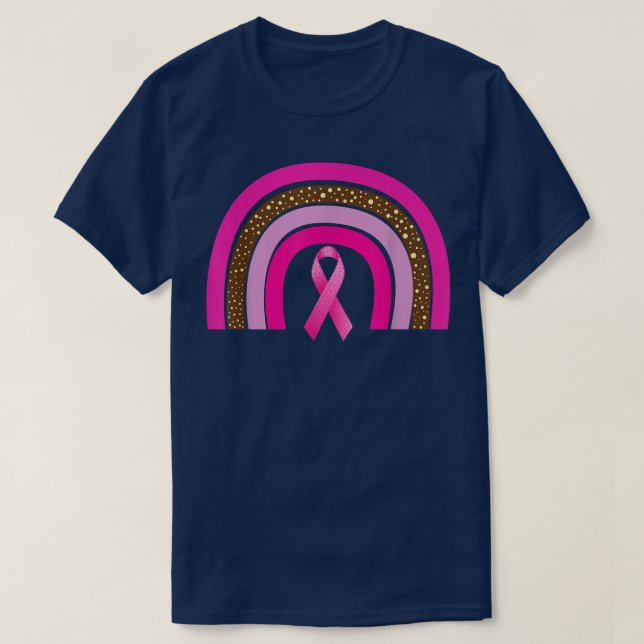 Rosa Ribbon Boho Rainbow Breast Cancer Awareness M T Shirt (Design framsida)