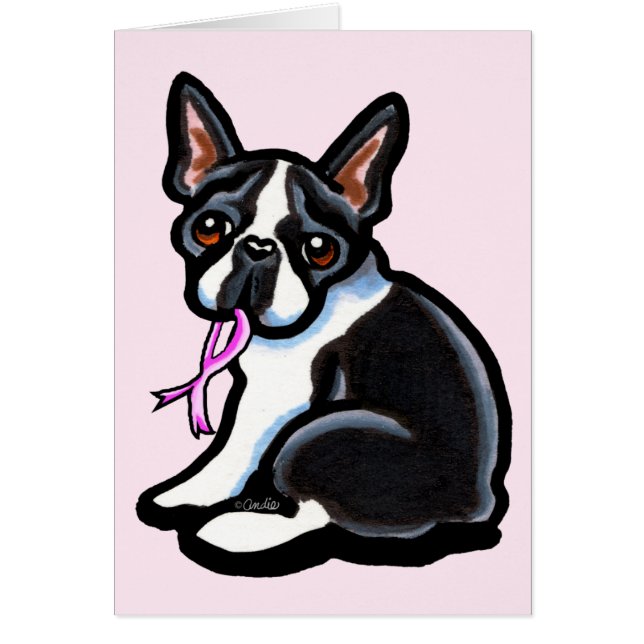 Rosa Ribbon Boston Hälsningskort (Framsidan)