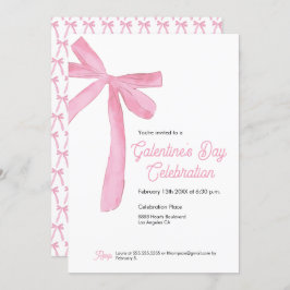 Rosa Ribbon Bow Girly modern Galentine's day Inbjudningar