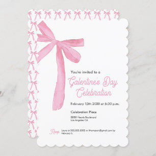 Rosa Ribbon Bow Girly modern Galentine's day Inbjudningar