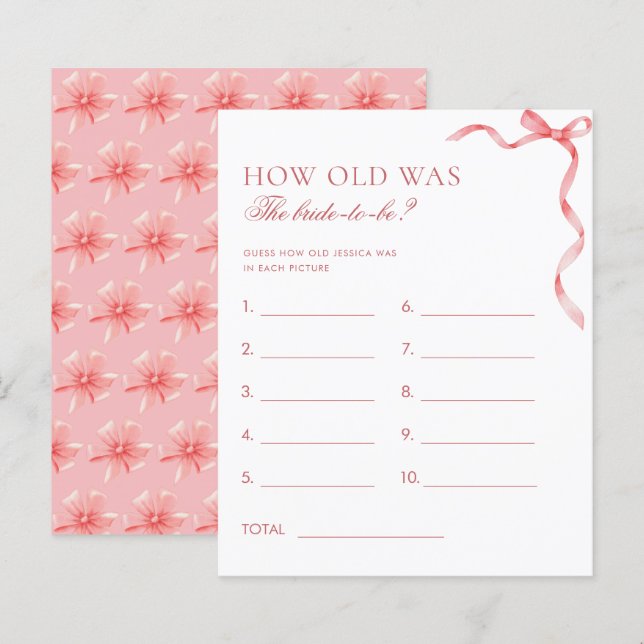 Rosa Ribbon Bow hur gammalt var Bride Game? (Fram/baksida)