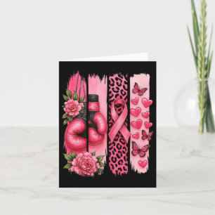 Rosa Ribbon Boxing Handskar Leopard Breast Cancer Kort