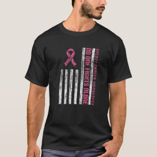 Rosa Ribbon Breast Cancer American Flagga T Shirt