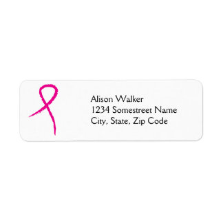 Rosa Ribbon Breast Cancer Awareness Adress Returadress Etikett