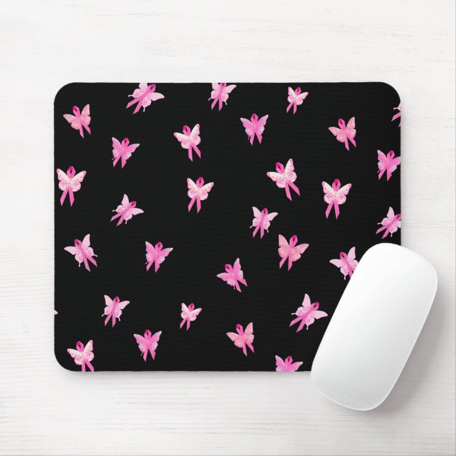 Rosa Ribbon Breast Cancer Awareness Butterflies Musmatta (Med mus)