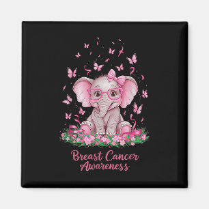 Rosa Ribbon Breast Cancer Awareness Cure Elephant Magnet