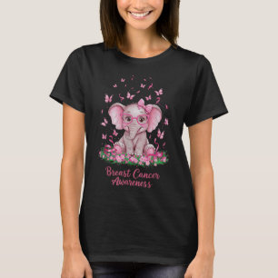 Rosa Ribbon Breast Cancer Awareness Cure Elephant T Shirt