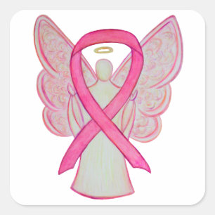 Rosa Ribbon Breast Cancer Awareness Decal Stickers Fyrkantigt Klistermärke