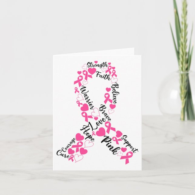 Rosa Ribbon Breast Cancer Awareness Month Survior Kort (Framsida)