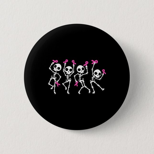 Rosa Ribbon Breast Cancer Awareness Skeleton Knapp (Framsida)