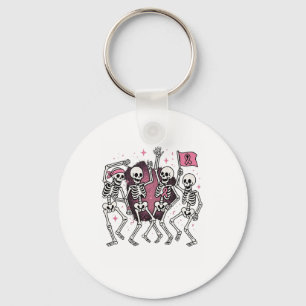 Rosa Ribbon Breast Cancer Awareness Skeleton Kvinn Nyckelring