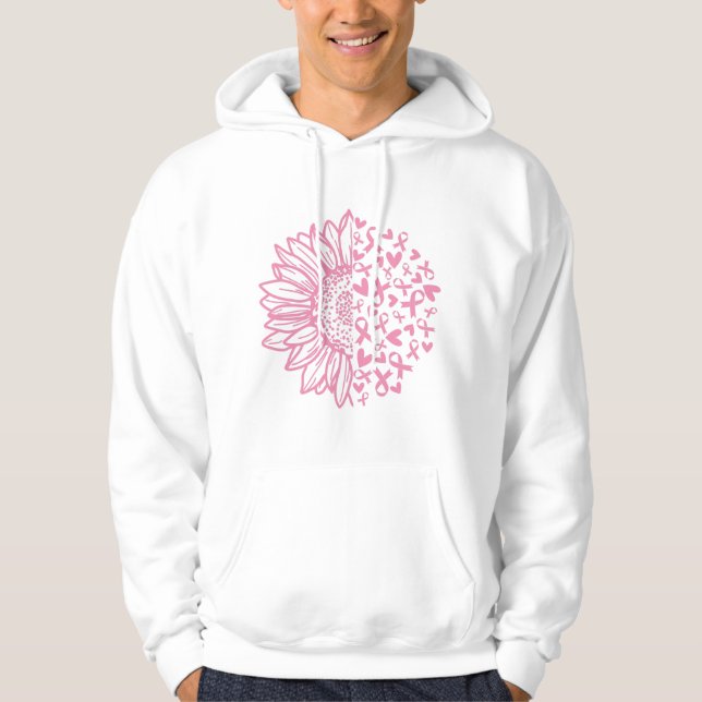 Rosa Ribbon Breast Cancer Awareness Solros Hoodie (Framsida)