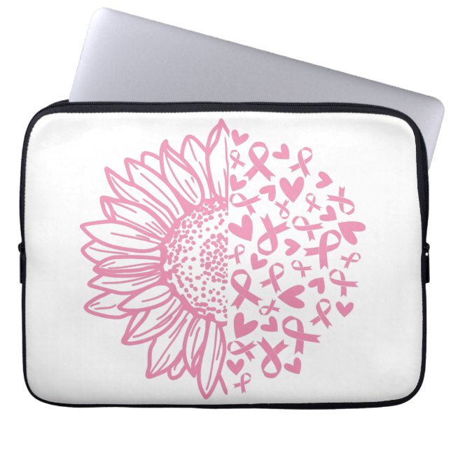 Rosa Ribbon Breast Cancer Awareness Solros Laptop Fodral (Framsidan)