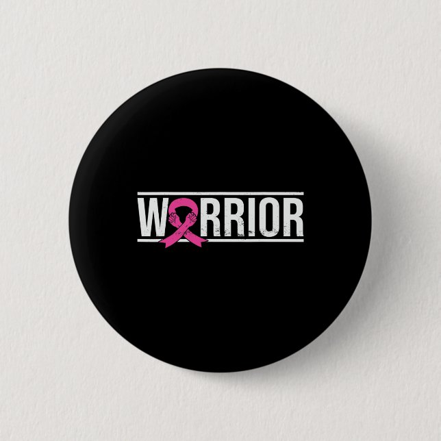 Rosa Ribbon Breast Cancer Awareness Warrior Fighte Knapp (Framsida)