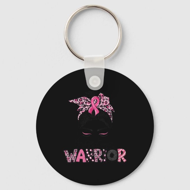 Rosa Ribbon Breast Cancer Awareness Warrior Messy Nyckelring (Framsida)