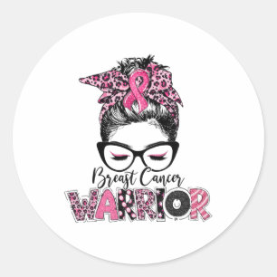 Rosa Ribbon Breast Cancer Awareness Warrior Messy Runt Klistermärke