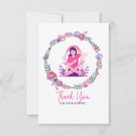 Rosa Ribbon Breast Cancer Awareness with Flowers Tack Kort