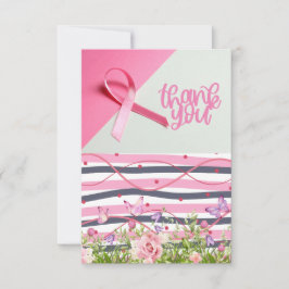 Rosa Ribbon Breast Cancer Awareness with Flowers Tack Kort