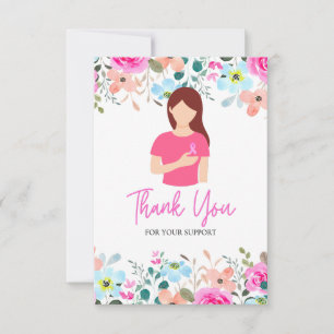 Rosa Ribbon Breast Cancer Awareness with Flowers Tack Kort