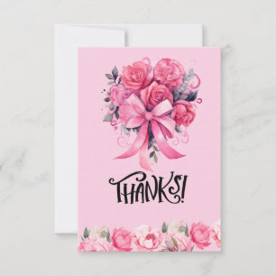 Rosa Ribbon Breast Cancer Awareness with Flowers Tack Kort