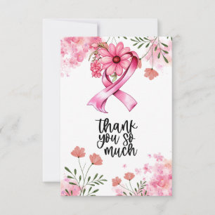Rosa Ribbon Breast Cancer Awareness with Flowers Tack Kort
