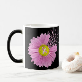 Rosa Ribbon Breast Cancer Daisy Magisk Mugg