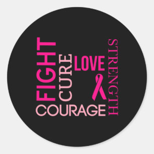 Rosa Ribbon Breast Cancer Fighters Survivors Runt Klistermärke