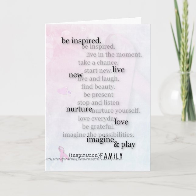 Rosa Ribbon Breast Cancer Inspiration Card Kort (Framsida)