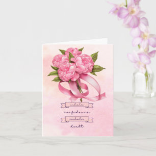 Rosa Ribbon Breast Cancer-medvetenhet med blommor Kort