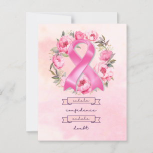 Rosa Ribbon Breast Cancer-medvetenhet med blommor Vykort