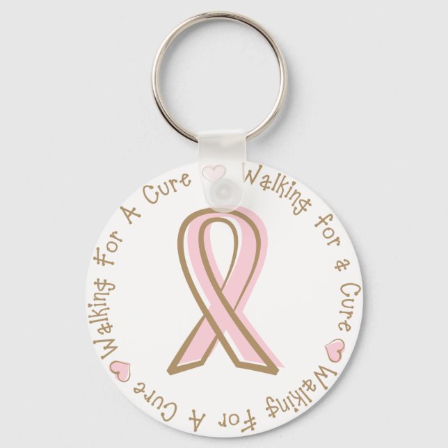 Rosa Ribbon Breast Cancer mot cancer Nyckelring (Framsida)