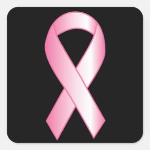 Rosa Ribbon Breast Cancer Research Fyrkantigt Klistermärke