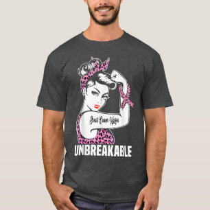 Rosa Ribbon Breast Cancer Warrior Unbryable Leop T Shirt