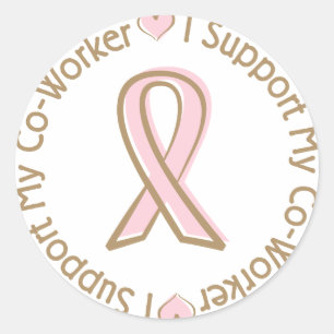 Rosa Ribbon Bröstcancer medvetenhet Co Worker Runt Klistermärke
