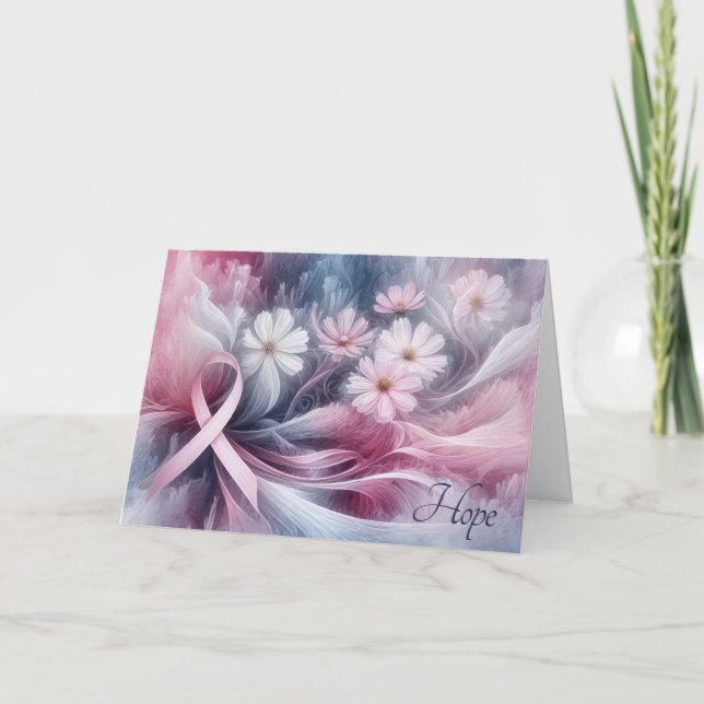 Rosa Ribbon Bröstcancer medvetenhet Kort (Framsida)