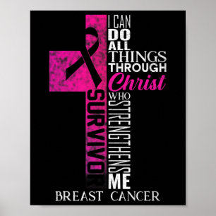 Rosa Ribbon Bröstcancer överlevande Christian Kor Poster