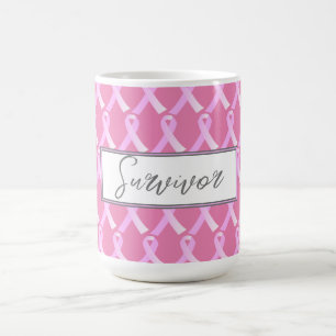 Rosa Ribbon Bröstcancer överlevande Coffee Mugg