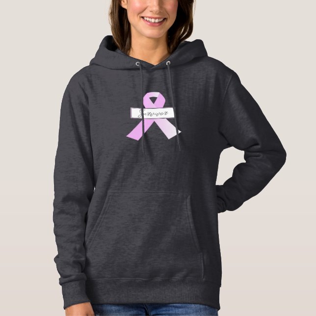 Rosa Ribbon Bröstcancer överlevande Hoodie T Shirt (Framsida)